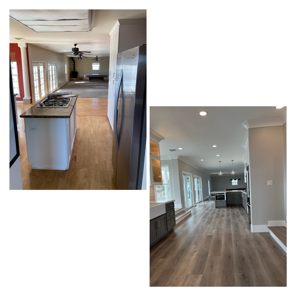 Kitchen before and after an expanded open-concept renovation in Paso Robles