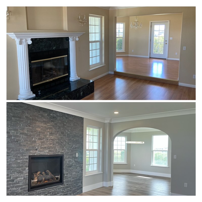 Living room before and after a major Paso Robles home renovation